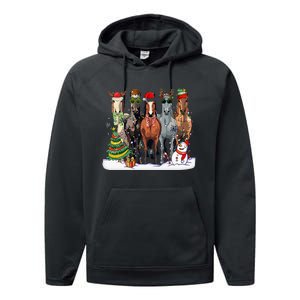 Horse Christmas Xmas Horseback Riding Farm Performance Fleece Hoodie