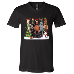 Horse Christmas Xmas Horseback Riding Farm V-Neck T-Shirt