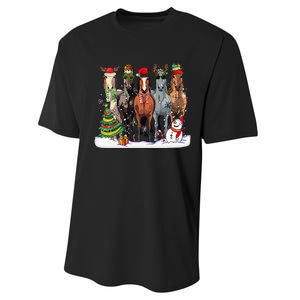 Horse Christmas Xmas Horseback Riding Farm Performance Sprint T-Shirt