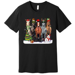 Horse Christmas Xmas Horseback Riding Farm Premium T-Shirt