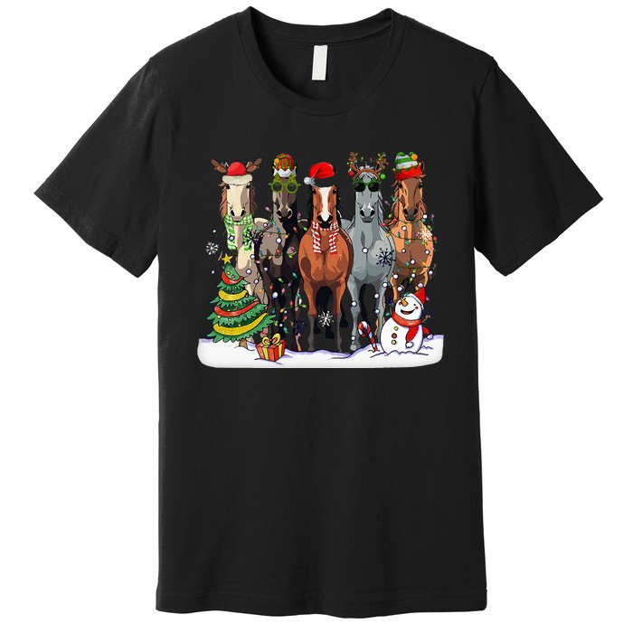 Horse Christmas Xmas Horseback Riding Farm Premium T-Shirt