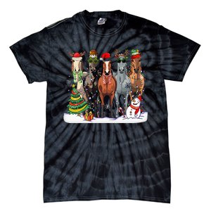 Horse Christmas Xmas Horseback Riding Farm Tie-Dye T-Shirt