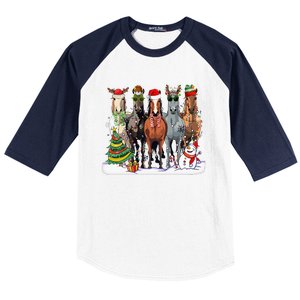 Horse Christmas Xmas Horseback Riding Farm Baseball Sleeve Shirt