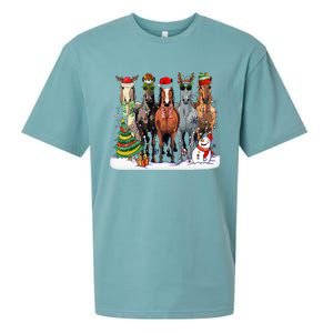 Horse Christmas Xmas Horseback Riding Farm Sueded Cloud Jersey T-Shirt