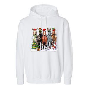 Horse Christmas Xmas Horseback Riding Farm Garment-Dyed Fleece Hoodie