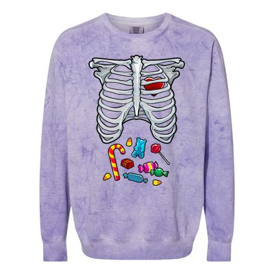 Halloween Costume XRay Skeleton Rib Heart Candy Adult Colorblast Crewneck Sweatshirt