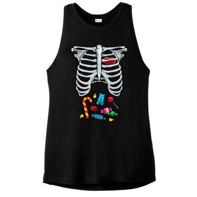 Halloween Costume XRay Skeleton Rib Heart Candy Adult Ladies PosiCharge Tri-Blend Wicking Tank