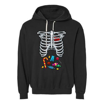 Halloween Costume XRay Skeleton Rib Heart Candy Adult Garment-Dyed Fleece Hoodie