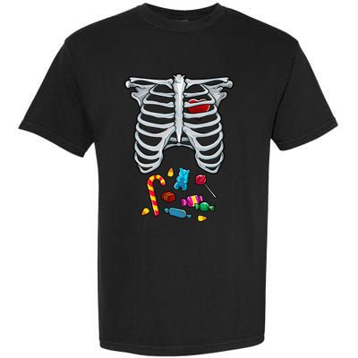 Halloween Costume XRay Skeleton Rib Heart Candy Adult Garment-Dyed Heavyweight T-Shirt