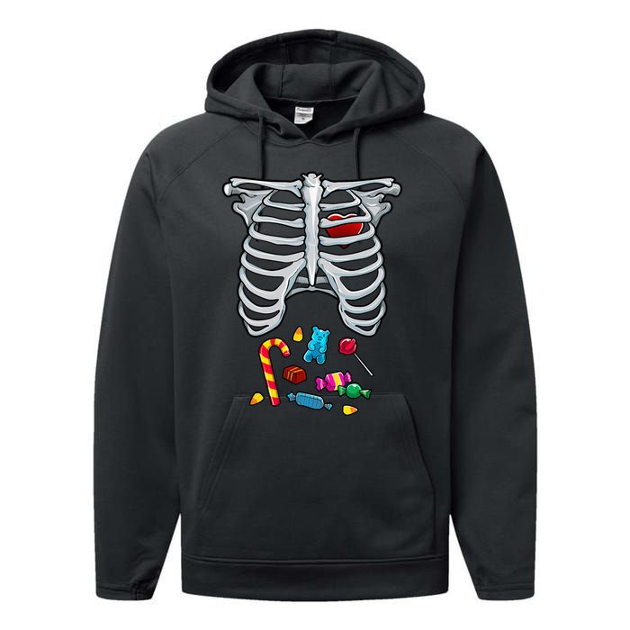 Halloween Costume XRay Skeleton Rib Heart Candy Adult Performance Fleece Hoodie