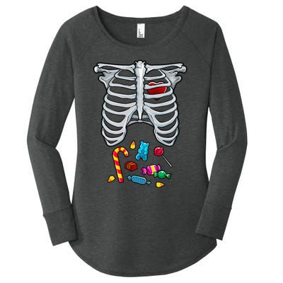 Halloween Costume XRay Skeleton Rib Heart Candy Adult Women's Perfect Tri Tunic Long Sleeve Shirt