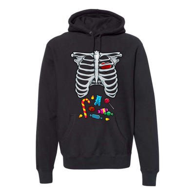 Halloween Costume XRay Skeleton Rib Heart Candy Adult Premium Hoodie