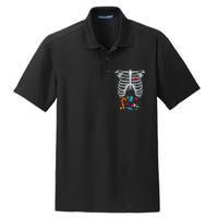 Halloween Costume XRay Skeleton Rib Heart Candy Adult Dry Zone Grid Polo