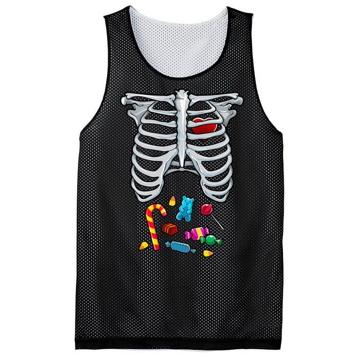 Halloween Costume XRay Skeleton Rib Heart Candy Adult Mesh Reversible Basketball Jersey Tank