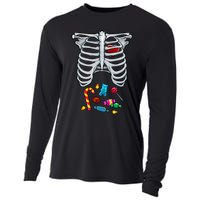 Halloween Costume XRay Skeleton Rib Heart Candy Adult Cooling Performance Long Sleeve Crew