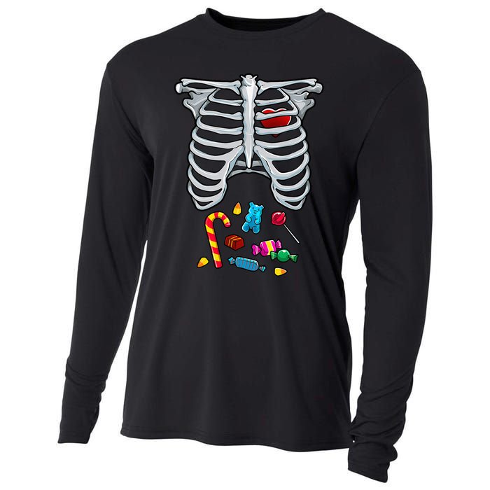 Halloween Costume XRay Skeleton Rib Heart Candy Adult Cooling Performance Long Sleeve Crew