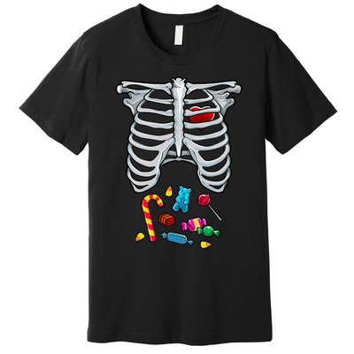 Halloween Costume XRay Skeleton Rib Heart Candy Adult Premium T-Shirt