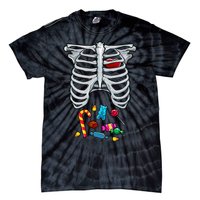 Halloween Costume XRay Skeleton Rib Heart Candy Adult Tie-Dye T-Shirt