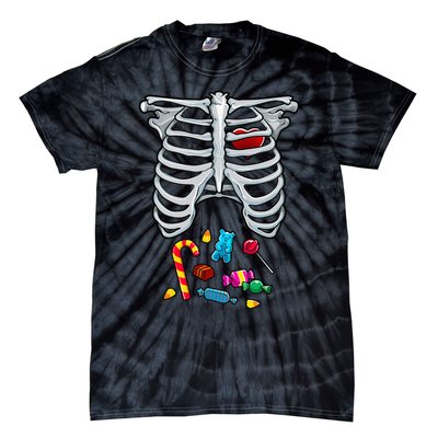 Halloween Costume XRay Skeleton Rib Heart Candy Adult Tie-Dye T-Shirt