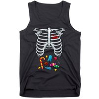 Halloween Costume XRay Skeleton Rib Heart Candy Adult Tank Top