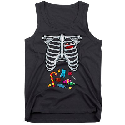 Halloween Costume XRay Skeleton Rib Heart Candy Adult Tank Top