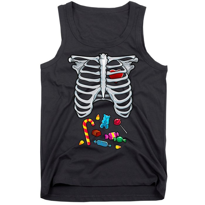 Halloween Costume XRay Skeleton Rib Heart Candy Adult Tank Top