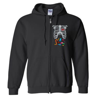 Halloween Costume XRay Skeleton Rib Heart Candy Adult Full Zip Hoodie