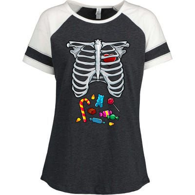 Halloween Costume XRay Skeleton Rib Heart Candy Adult Enza Ladies Jersey Colorblock Tee