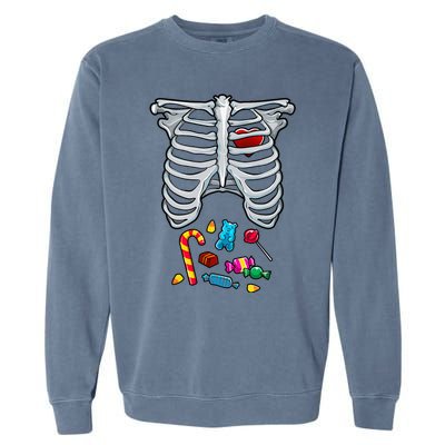 Halloween Costume XRay Skeleton Rib Heart Candy Adult Garment-Dyed Sweatshirt