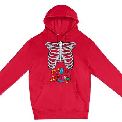 Halloween Costume XRay Skeleton Rib Heart Candy Adult Premium Pullover Hoodie