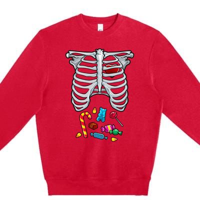 Halloween Costume XRay Skeleton Rib Heart Candy Adult Premium Crewneck Sweatshirt