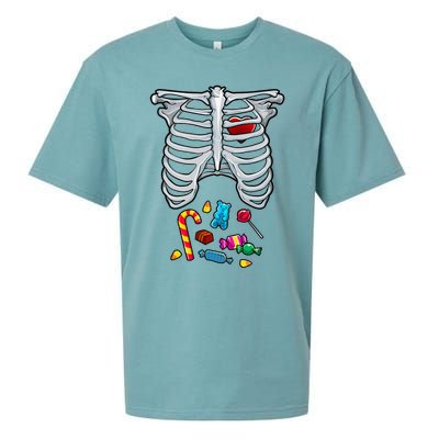 Halloween Costume XRay Skeleton Rib Heart Candy Adult Sueded Cloud Jersey T-Shirt