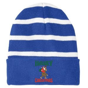 Hairy Christmas Xmas Camping Camper Hiking Season Holidays Cool Gift Striped Beanie with Solid Band