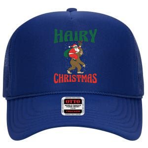 Hairy Christmas Xmas Camping Camper Hiking Season Holidays Cool Gift High Crown Mesh Back Trucker Hat