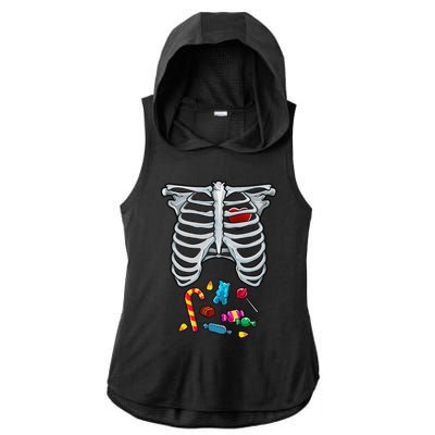 Halloween Costume XRay Skeleton Rib Heart Candy Ladies PosiCharge Tri-Blend Wicking Draft Hoodie Tank