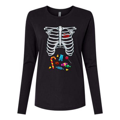 Halloween Costume XRay Skeleton Rib Heart Candy Womens Cotton Relaxed Long Sleeve T-Shirt