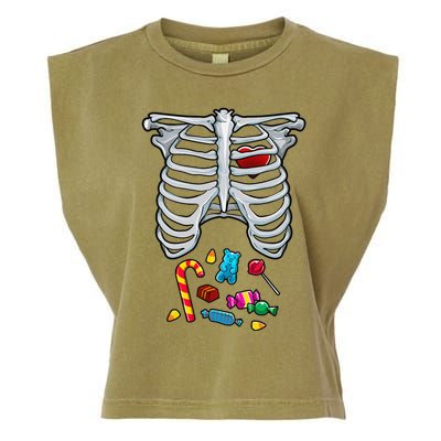 Halloween Costume XRay Skeleton Rib Heart Candy Garment-Dyed Women's Muscle Tee