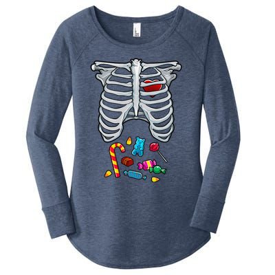 Halloween Costume XRay Skeleton Rib Heart Candy Women's Perfect Tri Tunic Long Sleeve Shirt