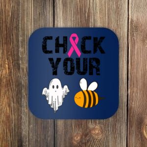 Halloween Check Your Boo Bees Funny Breast Cancer Gift Coaster