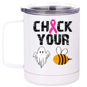 Halloween Check Your Boo Bees Funny Breast Cancer Gift 12 oz Stainless Steel Tumbler Cup