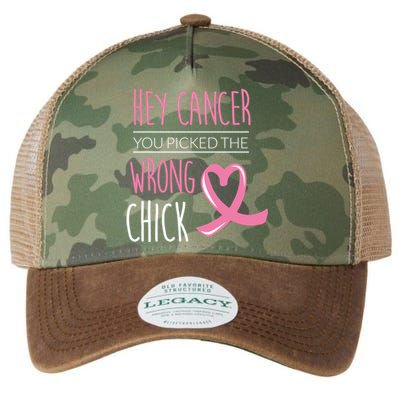 Hey Cancer You Picked The Wrong Chick Breast Cancer Gift Legacy Tie Dye Trucker Hat