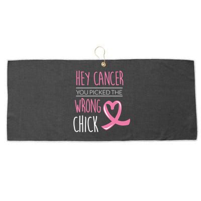 Hey Cancer You Picked The Wrong Chick Breast Cancer Gift Large Microfiber Waffle Golf Towel