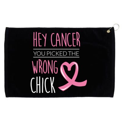 Hey Cancer You Picked The Wrong Chick Breast Cancer Gift Grommeted Golf Towel