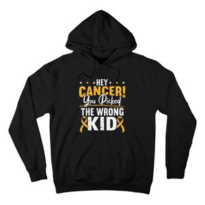 Hey Cancer You Picked The Wrong Childhood Cancer Ribbon Hoodie