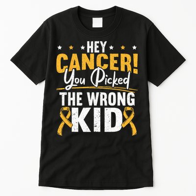Hey Cancer You Picked The Wrong Childhood Cancer Ribbon Tall T-Shirt