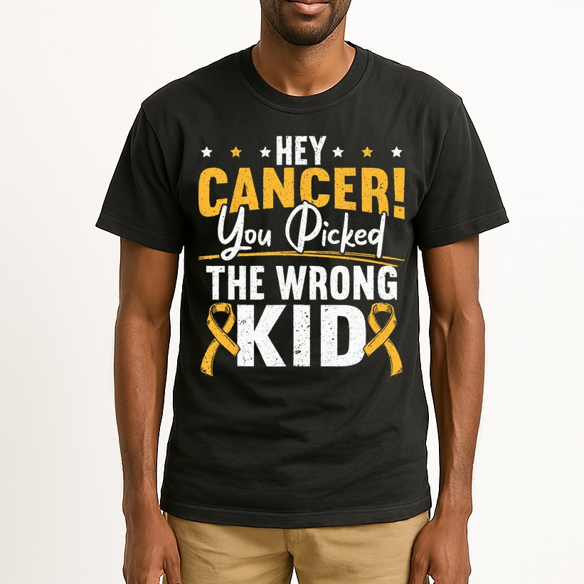 Hey Cancer You Picked The Wrong Childhood Cancer Ribbon Tall T-Shirt