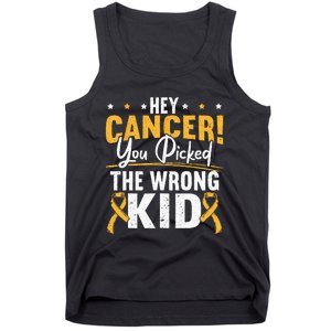 Hey Cancer You Picked The Wrong Childhood Cancer Ribbon Tank Top