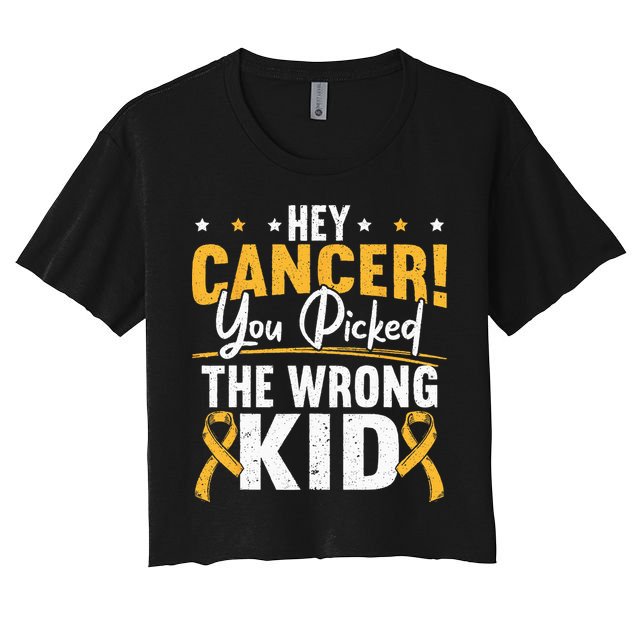 Hey Cancer You Picked The Wrong Childhood Cancer Ribbon Crop Top