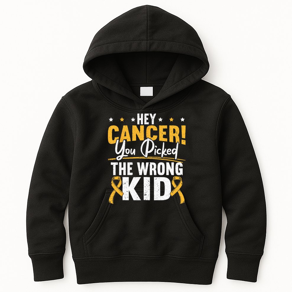 Hey Cancer You Picked The Wrong Childhood Cancer Ribbon Kids Hoodie