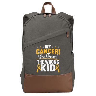 Hey Cancer You Picked The Wrong Childhood Cancer Ribbon Cotton Canvas Backpack